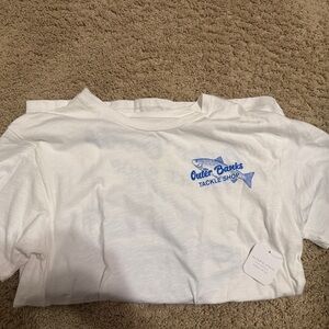 Altar'd State Oversized White Tee with Blue Graphic